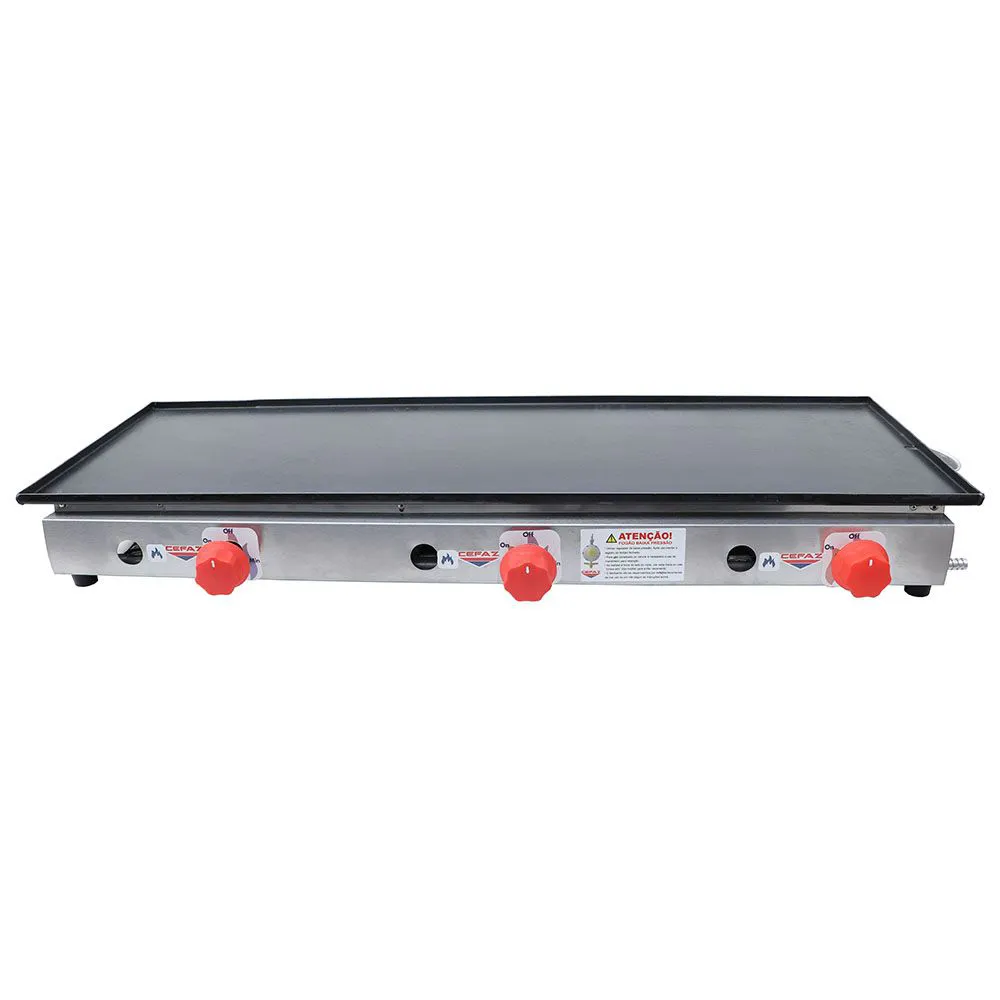 Chapa a Gás Cefaz 90 cm Baixa Pressão 3 Queimadores CS-03