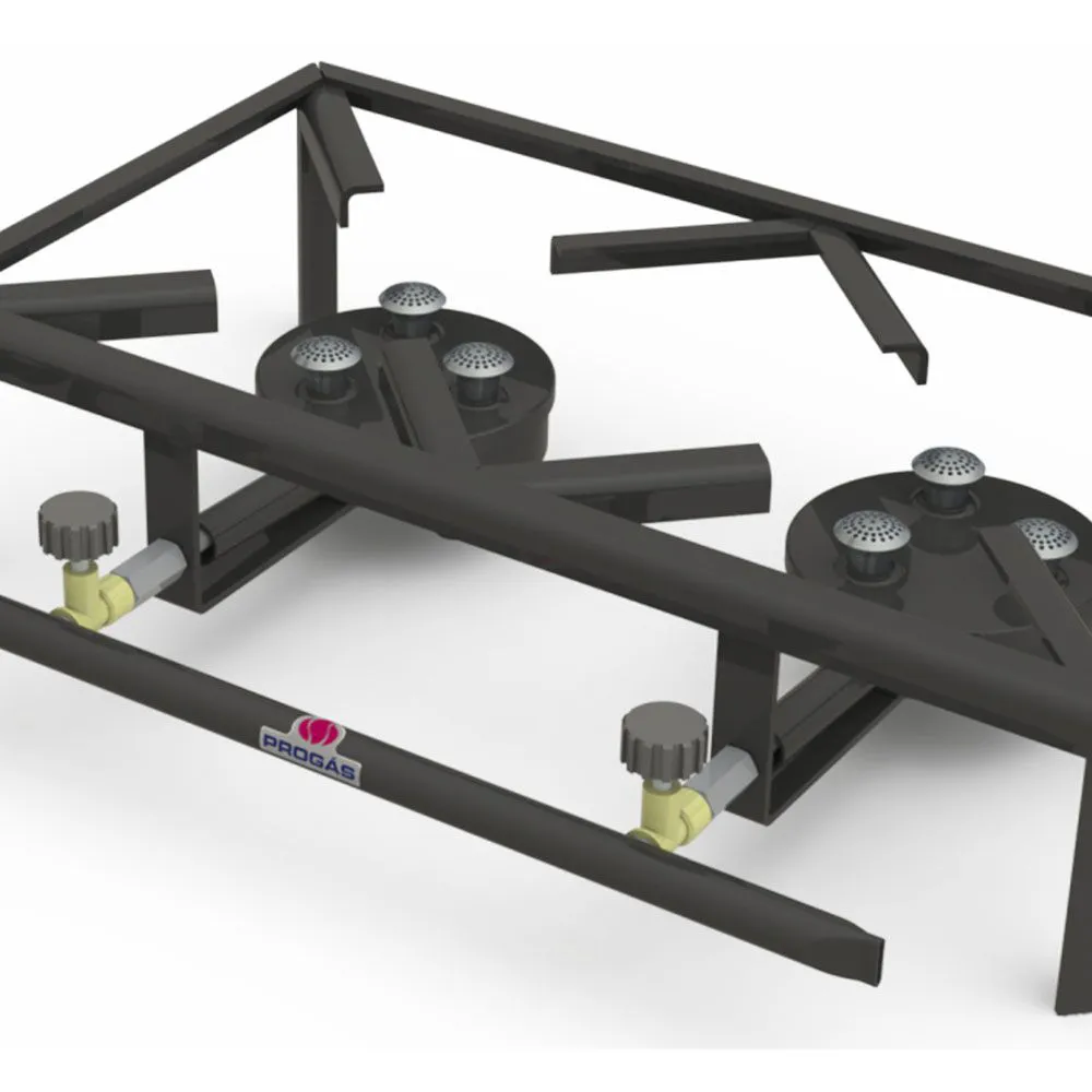 Fogão Industrial 2 Bocas Progás Alta Pressão 6 Caulim Retangular F2B6