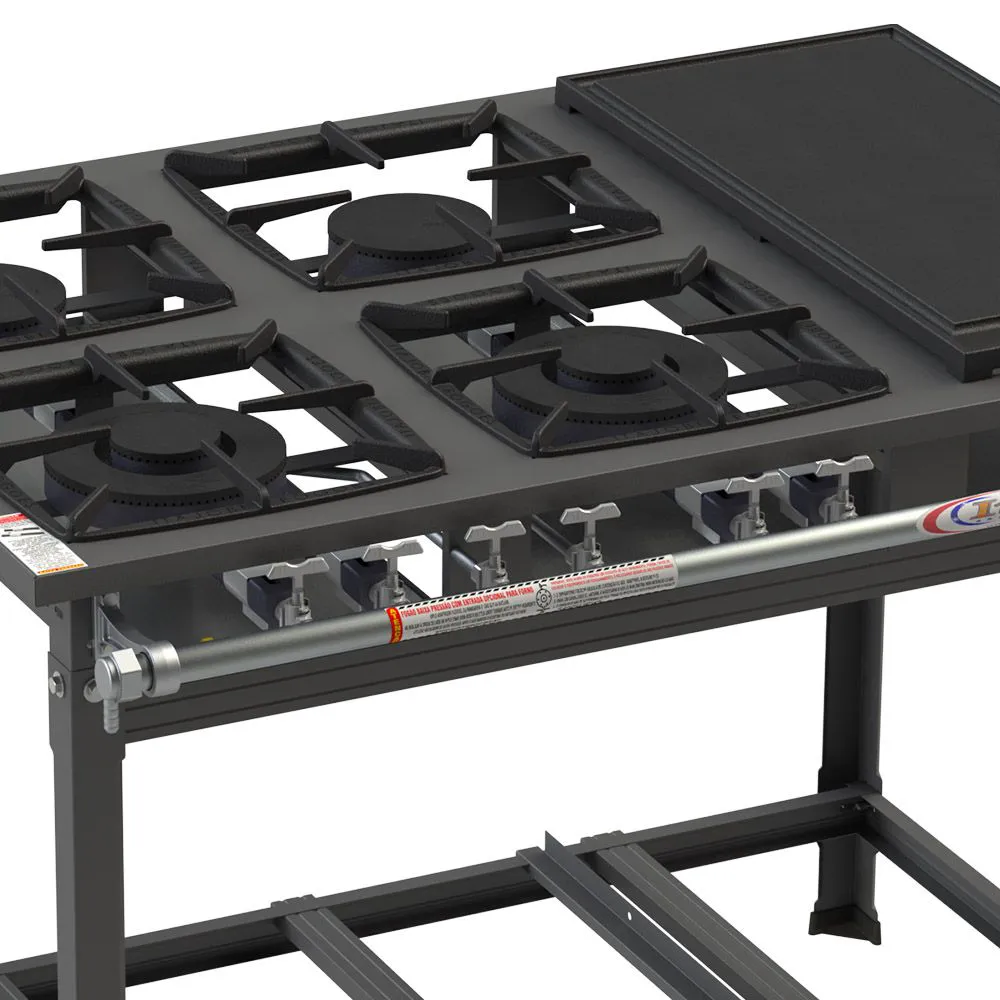 Fogão Industrial Itajobi 4 Bocas com 2 Bocas Duplas Baixa Pressão com Chapa Ativo P7 - Imagem 2