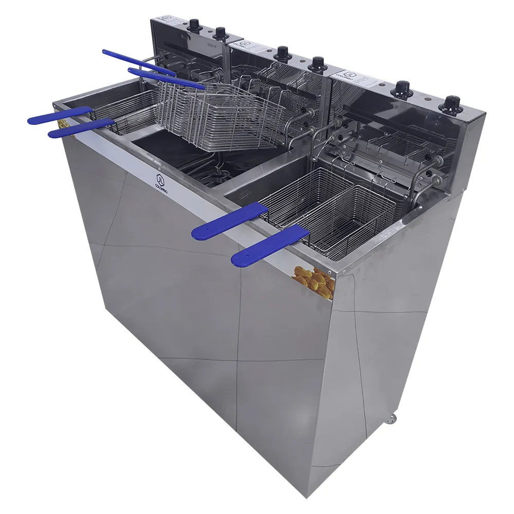 Fritadeira Elétrica Água e Óleo JL Colombo Gabinete 3 Cubas 18 Litros Cada 8000W 148304